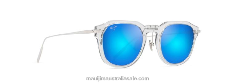 Alika Polarized Luxury Sunglasses Maui Jim TVVRT42 Crystal with Silver/Blue Hawaii