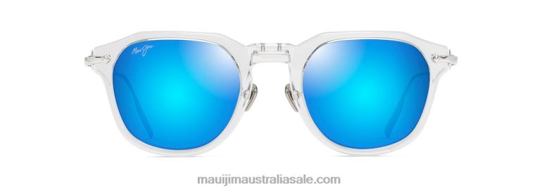 Alika Polarized Luxury Sunglasses Maui Jim TVVRT42 Crystal with Silver/Blue Hawaii
