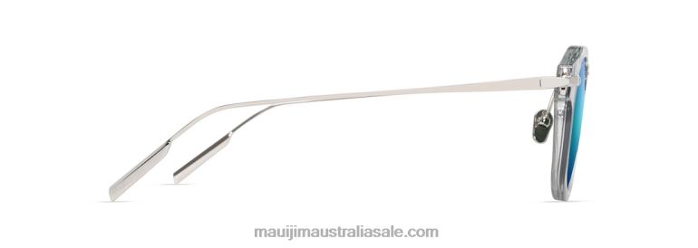 Alika Polarized Luxury Sunglasses Maui Jim TVVRT42 Crystal with Silver/Blue Hawaii