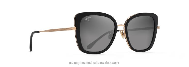 Violet Lake Polarized Luxury Sunglasses Maui Jim TVVRT90 Black with Gold/Neutral Grey