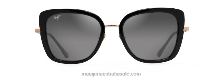 Violet Lake Polarized Luxury Sunglasses Maui Jim TVVRT90 Black with Gold/Neutral Grey