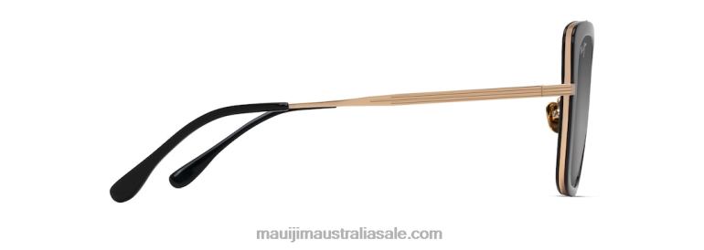 Violet Lake Polarized Luxury Sunglasses Maui Jim TVVRT90 Black with Gold/Neutral Grey