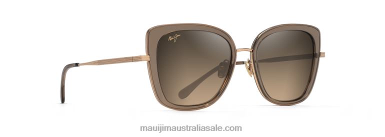 Violet Lake Polarized Luxury Sunglasses Maui Jim TVVRT91 Transparent Taupe with Gold/HCL Bronze
