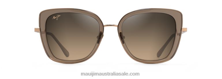 Violet Lake Polarized Luxury Sunglasses Maui Jim TVVRT91 Transparent Taupe with Gold/HCL Bronze