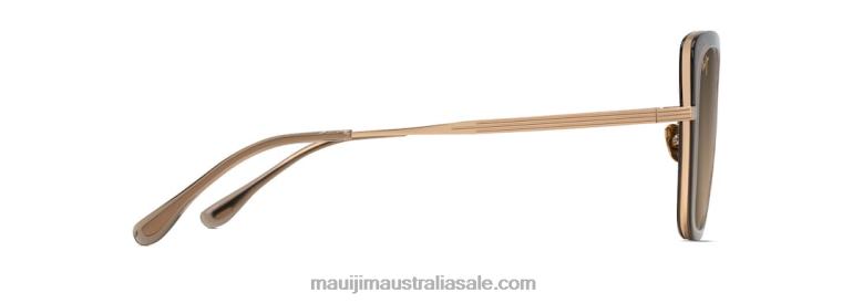Violet Lake Polarized Luxury Sunglasses Maui Jim TVVRT91 Transparent Taupe with Gold/HCL Bronze