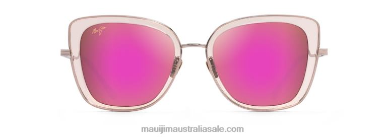 Violet Lake Polarized Luxury Sunglasses Maui Jim TVVRT92 Transparent Pink with Rose Gold/Sunrise
