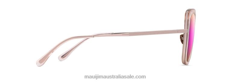 Violet Lake Polarized Luxury Sunglasses Maui Jim TVVRT92 Transparent Pink with Rose Gold/Sunrise