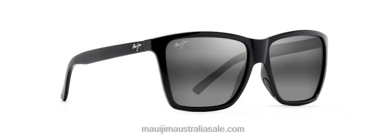 Cruzem Polarized Rectangular Sunglasses Maui Jim TVVRT208 Black Gloss/Neutral Grey