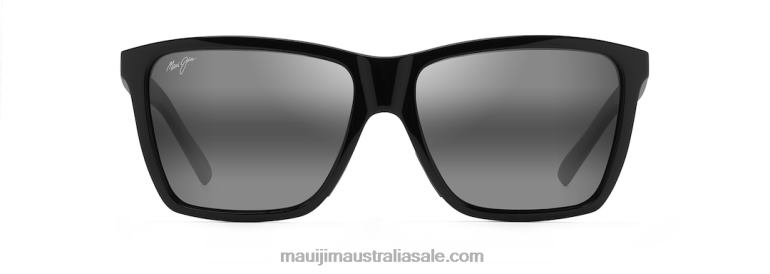 Cruzem Polarized Rectangular Sunglasses Maui Jim TVVRT208 Black Gloss/Neutral Grey