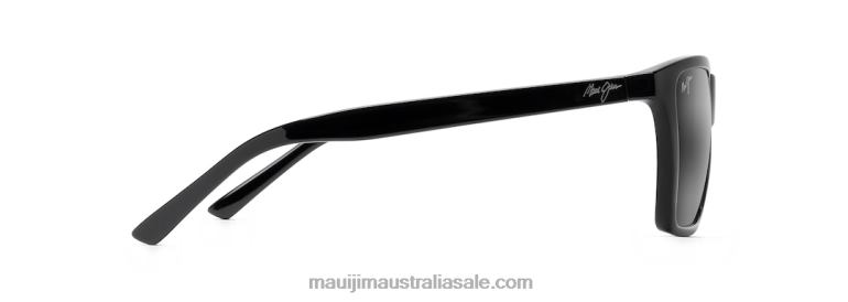Cruzem Polarized Rectangular Sunglasses Maui Jim TVVRT208 Black Gloss/Neutral Grey