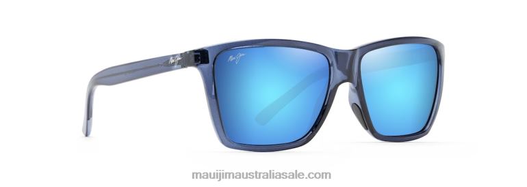 Cruzem Polarized Rectangular Sunglasses Maui Jim TVVRT209 Dark Translucent Blue/Blue Hawaii