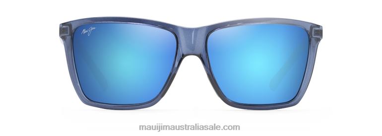 Cruzem Polarized Rectangular Sunglasses Maui Jim TVVRT209 Dark Translucent Blue/Blue Hawaii