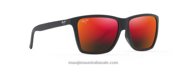 Cruzem Polarized Rectangular Sunglasses Maui Jim TVVRT211 Matte Black/HAWAII LAVA