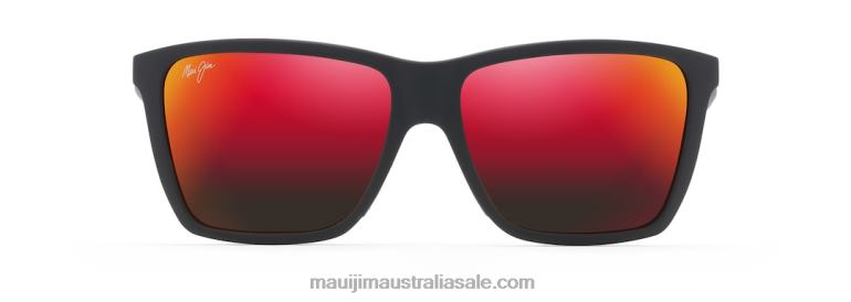 Cruzem Polarized Rectangular Sunglasses Maui Jim TVVRT211 Matte Black/HAWAII LAVA