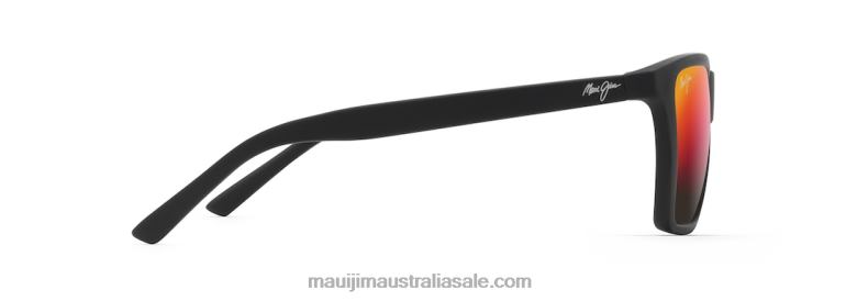 Cruzem Polarized Rectangular Sunglasses Maui Jim TVVRT211 Matte Black/HAWAII LAVA