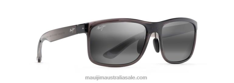 Huelo Polarized Rectangular Sunglasses Maui Jim TVVRT144 Translucent Grey/Neutral Grey