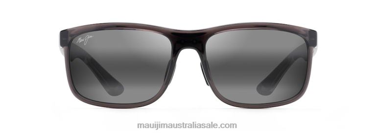 Huelo Polarized Rectangular Sunglasses Maui Jim TVVRT144 Translucent Grey/Neutral Grey
