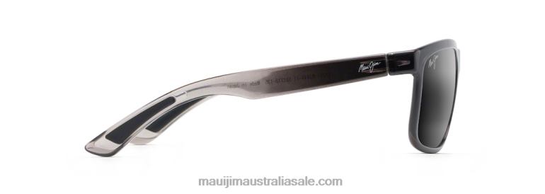 Huelo Polarized Rectangular Sunglasses Maui Jim TVVRT144 Translucent Grey/Neutral Grey