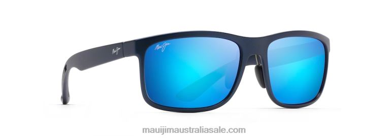 Huelo Polarized Rectangular Sunglasses Maui Jim TVVRT145 Matte Blue/Blue Hawaii