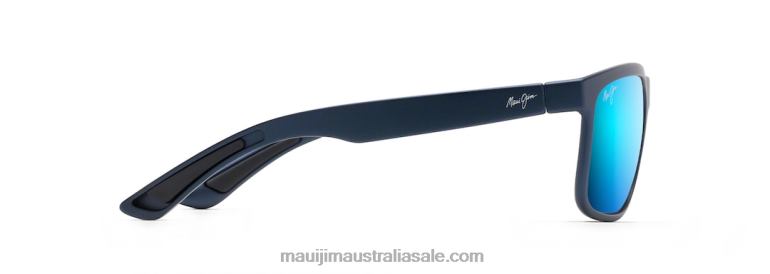 Huelo Polarized Rectangular Sunglasses Maui Jim TVVRT145 Matte Blue/Blue Hawaii