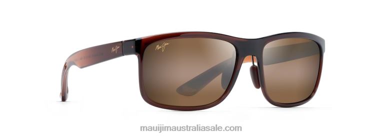 Huelo Polarized Rectangular Sunglasses Maui Jim TVVRT146 Translucent Rootbeer/HCL Bronze