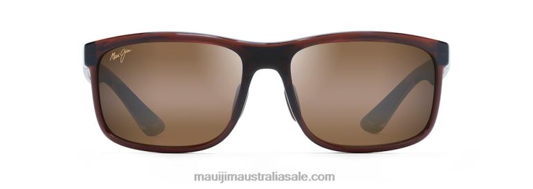 Huelo Polarized Rectangular Sunglasses Maui Jim TVVRT146 Translucent Rootbeer/HCL Bronze