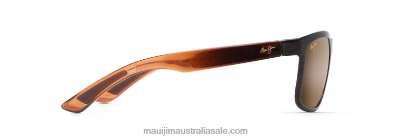 Huelo Polarized Rectangular Sunglasses Maui Jim TVVRT146 Translucent Rootbeer/HCL Bronze