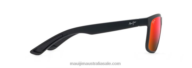 Huelo Polarized Rectangular Sunglasses Maui Jim TVVRT147 Matte Black/HAWAII LAVA