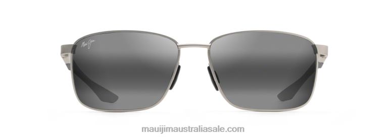 Ka\'Ala Polarized Rectangular Sunglasses Maui Jim TVVRT167 Silver/Neutral Grey