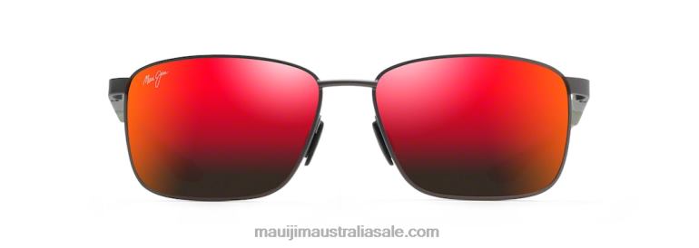 Ka\'Ala Polarized Rectangular Sunglasses Maui Jim TVVRT169 Dark Gunmetal and Green/HAWAII LAVA
