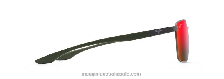 Ka\'Ala Polarized Rectangular Sunglasses Maui Jim TVVRT169 Dark Gunmetal and Green/HAWAII LAVA