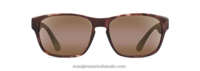 Mixed Plate Polarized Rectangular Sunglasses Maui Jim TVVRT418 Matte Tortoise Rubber/HCL Bronze