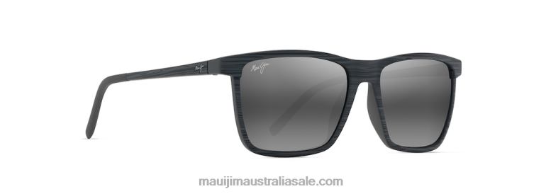 One Way Polarized Rectangular Sunglasses Maui Jim TVVRT25 Grey Stripe/Neutral Grey