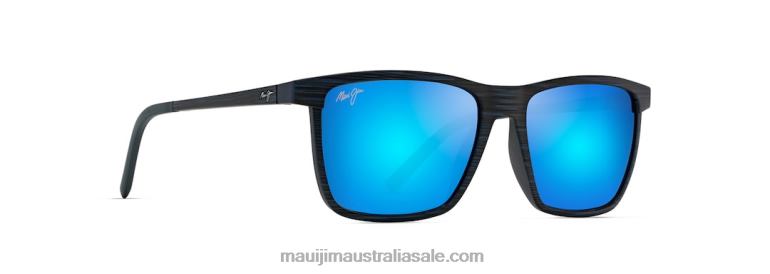 One Way Polarized Rectangular Sunglasses Maui Jim TVVRT26 Dark Navy Stripe/Blue Hawaii