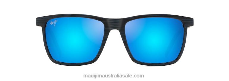 One Way Polarized Rectangular Sunglasses Maui Jim TVVRT26 Dark Navy Stripe/Blue Hawaii