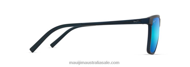 One Way Polarized Rectangular Sunglasses Maui Jim TVVRT26 Dark Navy Stripe/Blue Hawaii