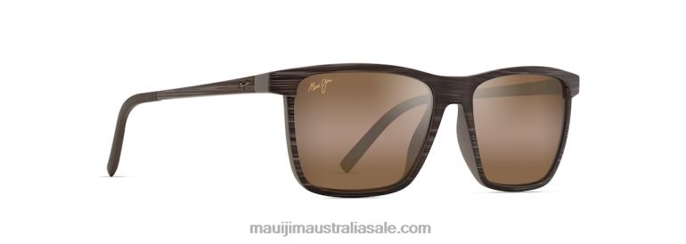 One Way Polarized Rectangular Sunglasses Maui Jim TVVRT27 Brown Stripe/HCL Bronze