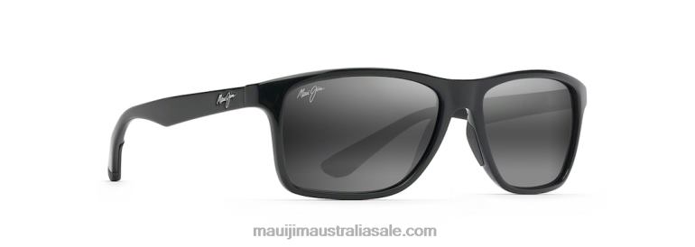 Onshore Polarized Rectangular Sunglasses Maui Jim TVVRT365 Gloss Black/Neutral Grey