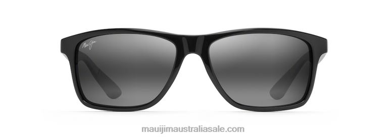 Onshore Polarized Rectangular Sunglasses Maui Jim TVVRT365 Gloss Black/Neutral Grey