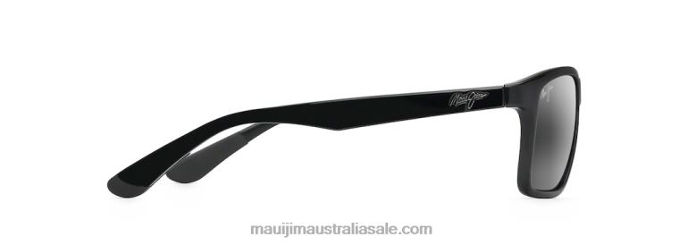 Onshore Polarized Rectangular Sunglasses Maui Jim TVVRT365 Gloss Black/Neutral Grey