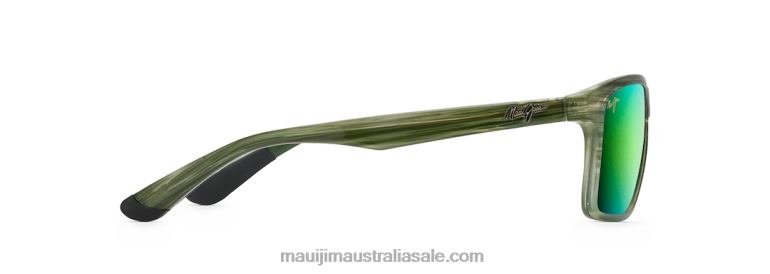 Onshore Polarized Rectangular Sunglasses Maui Jim TVVRT367 Olive Stripe Fade/Green