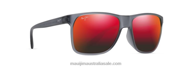 Pailolo Polarized Rectangular Sunglasses Maui Jim TVVRT40 Translucent Matte Grey/HAWAII LAVA