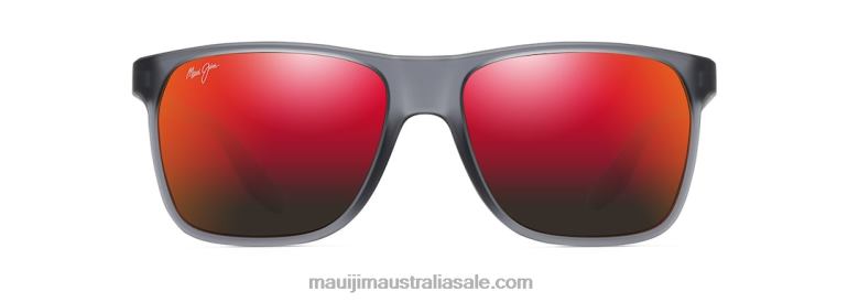 Pailolo Polarized Rectangular Sunglasses Maui Jim TVVRT40 Translucent Matte Grey/HAWAII LAVA