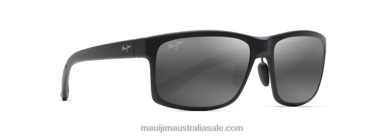 Pokowai Arch Polarized Rectangular Sunglasses Maui Jim TVVRT343 Matte Black/Neutral Grey