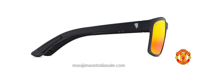 Pokowai Arch Polarized Rectangular Sunglasses Maui Jim TVVRT346 Matte Black/HAWAII LAVA