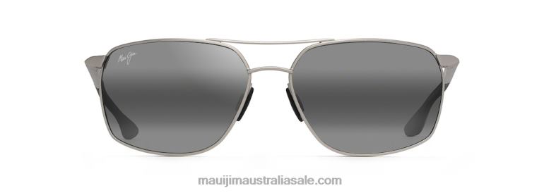 Pu\'U Kukui Polarized Rectangular Sunglasses Maui Jim TVVRT100 Silver/Neutral Grey