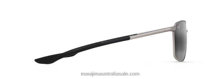Pu\'U Kukui Polarized Rectangular Sunglasses Maui Jim TVVRT100 Silver/Neutral Grey