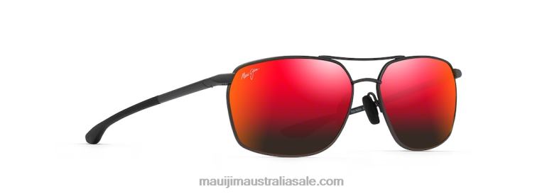 Pu'U Kukui Polarized Rectangular Sunglasses Maui Jim TVVRT102 Dark Gunmetal/HAWAII LAVA