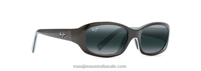 Punchbowl Polarized Rectangular Sunglasses Maui Jim TVVRT409 Black with Blue US/Neutral Grey