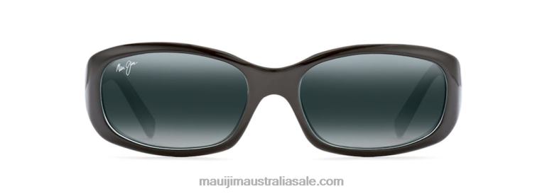 Punchbowl Polarized Rectangular Sunglasses Maui Jim TVVRT409 Black with Blue US/Neutral Grey